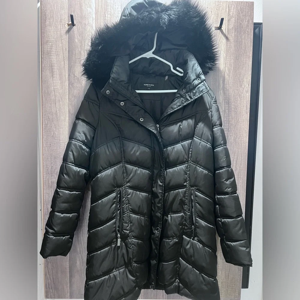 Kenneth Cole New York Women's Chevron Quilted Jacket - Black Size Large - Picture 3 of 10